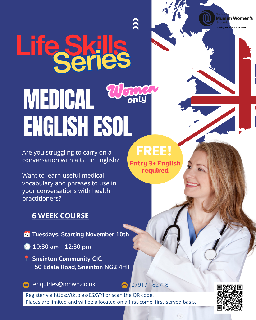 Promotional information for Medical English ESOL for Women